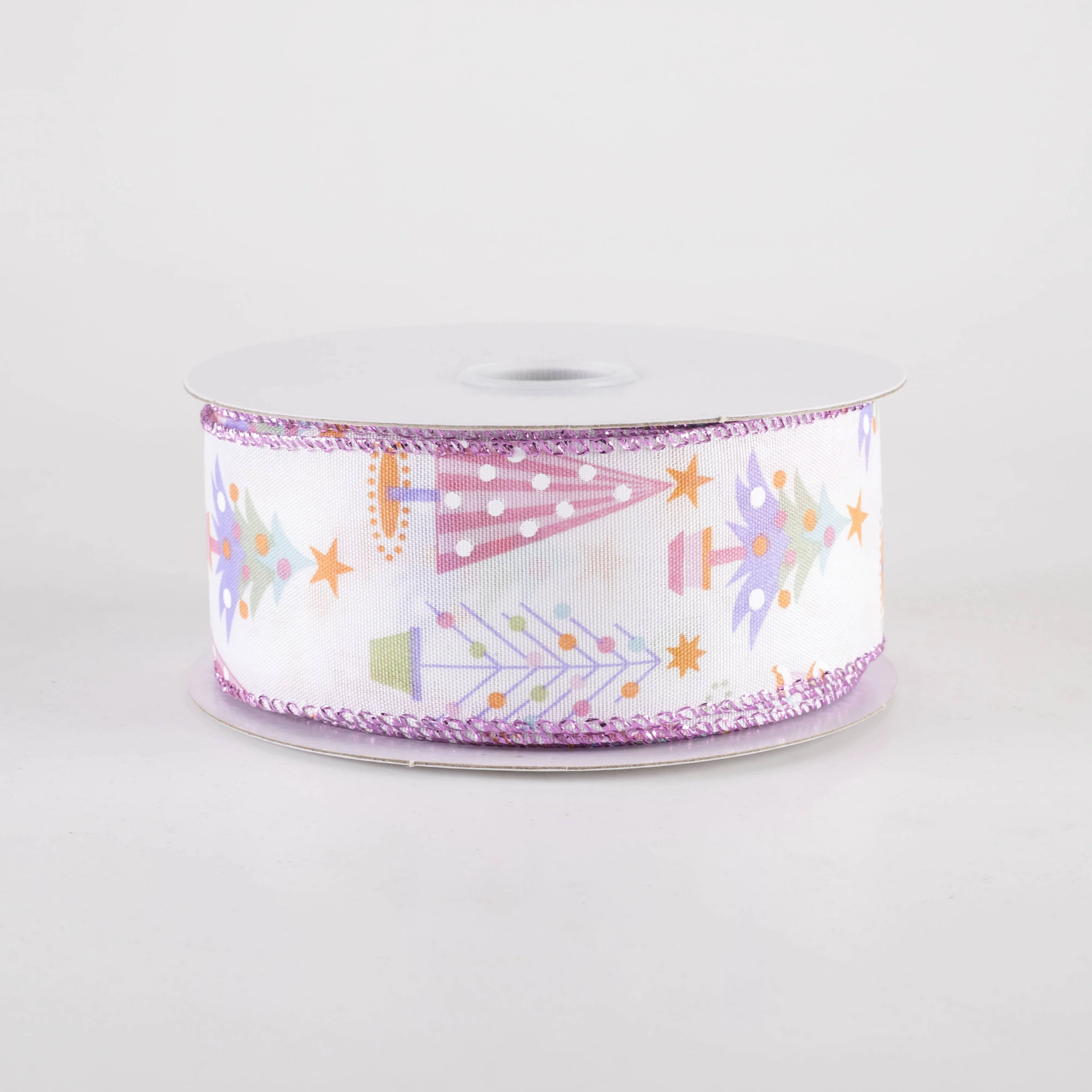 1.5" Fun Christmas Trees Ribbon: Pastel Christmas (10 Yards)