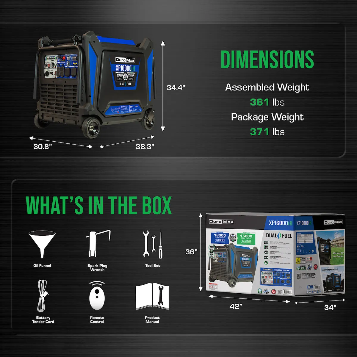 16,000 Watt Dual Fuel Portable Inverter Generator w/ CO Alert