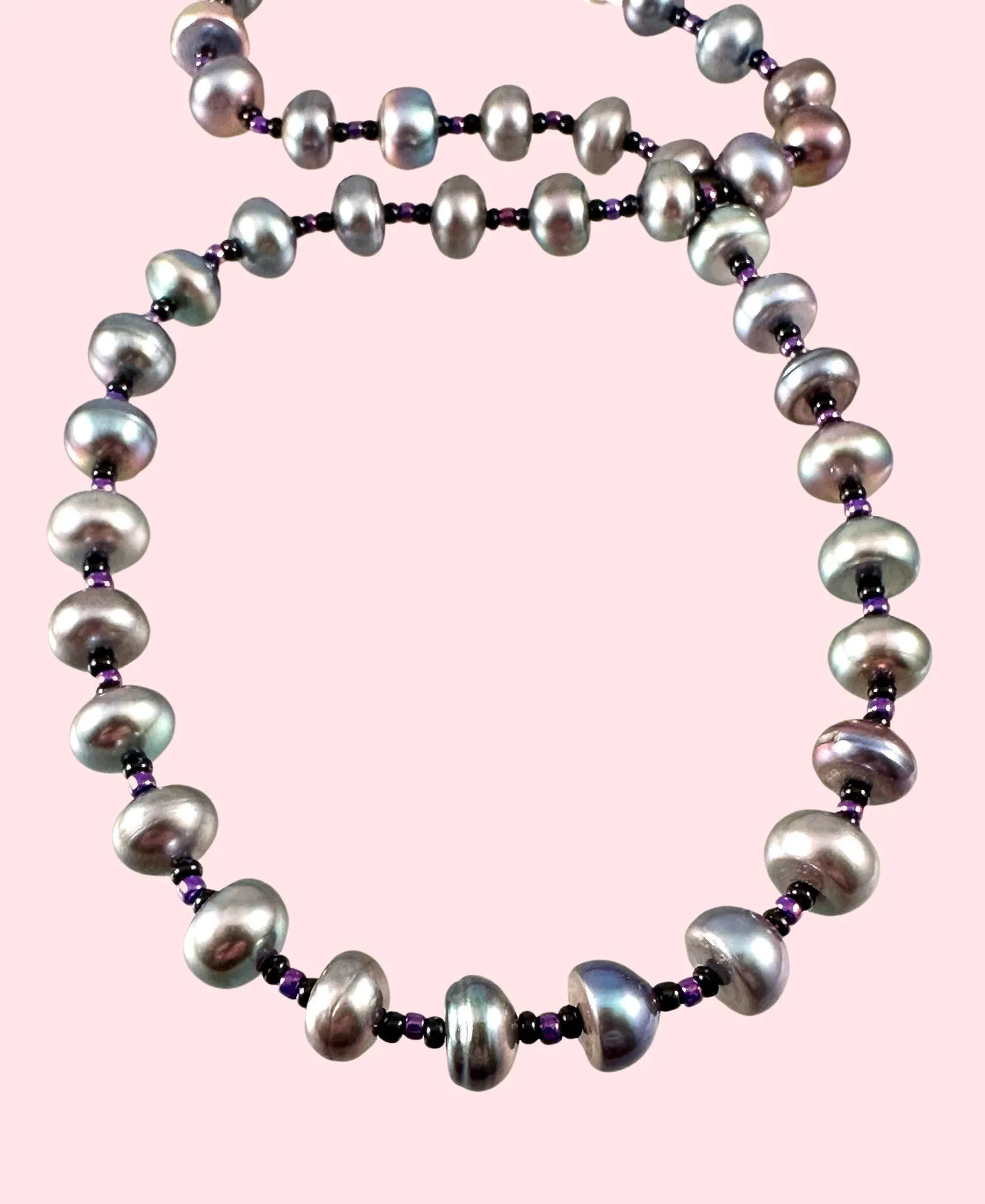 18” Gray Freshwater Button Pearl Necklace