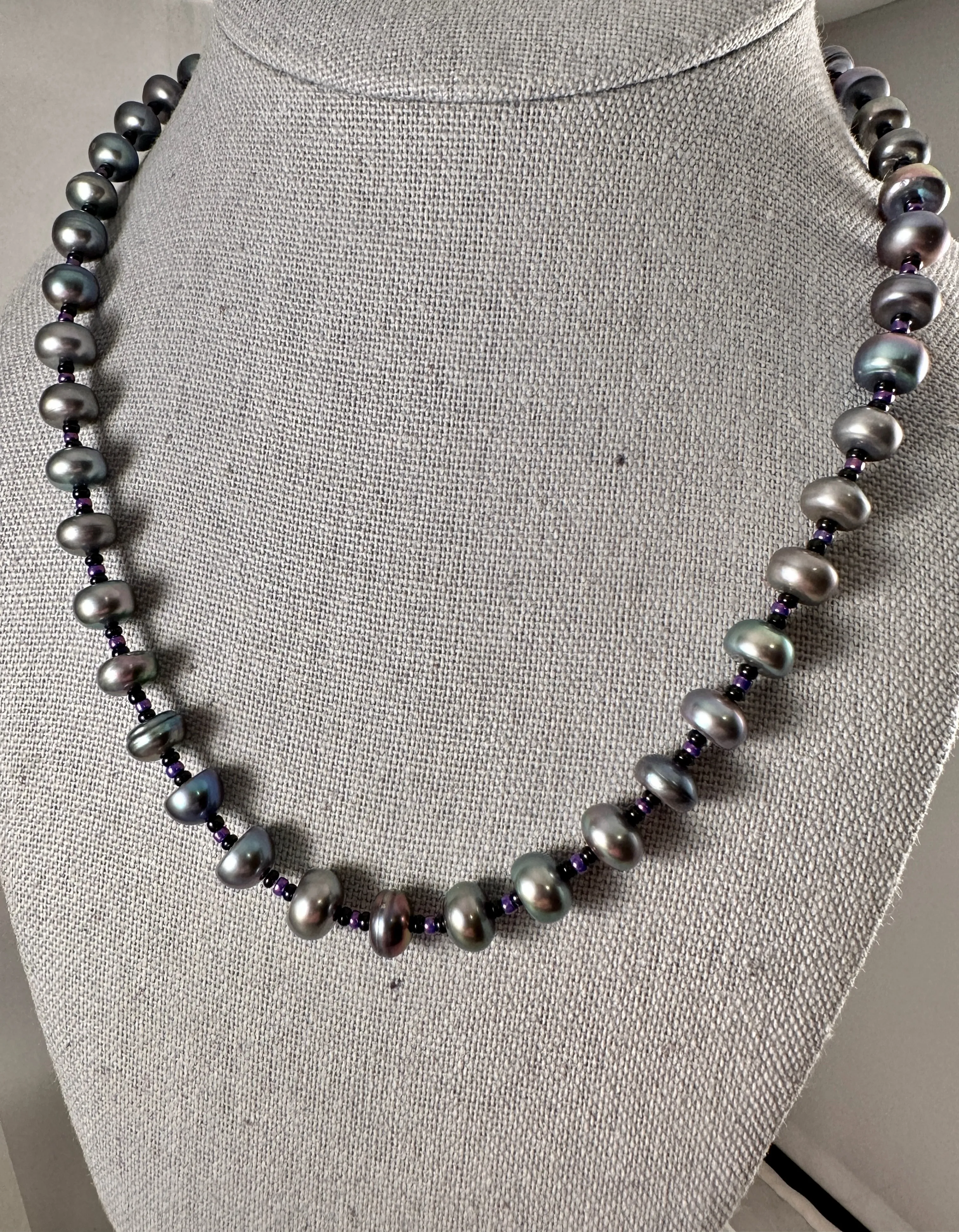 18” Gray Freshwater Button Pearl Necklace