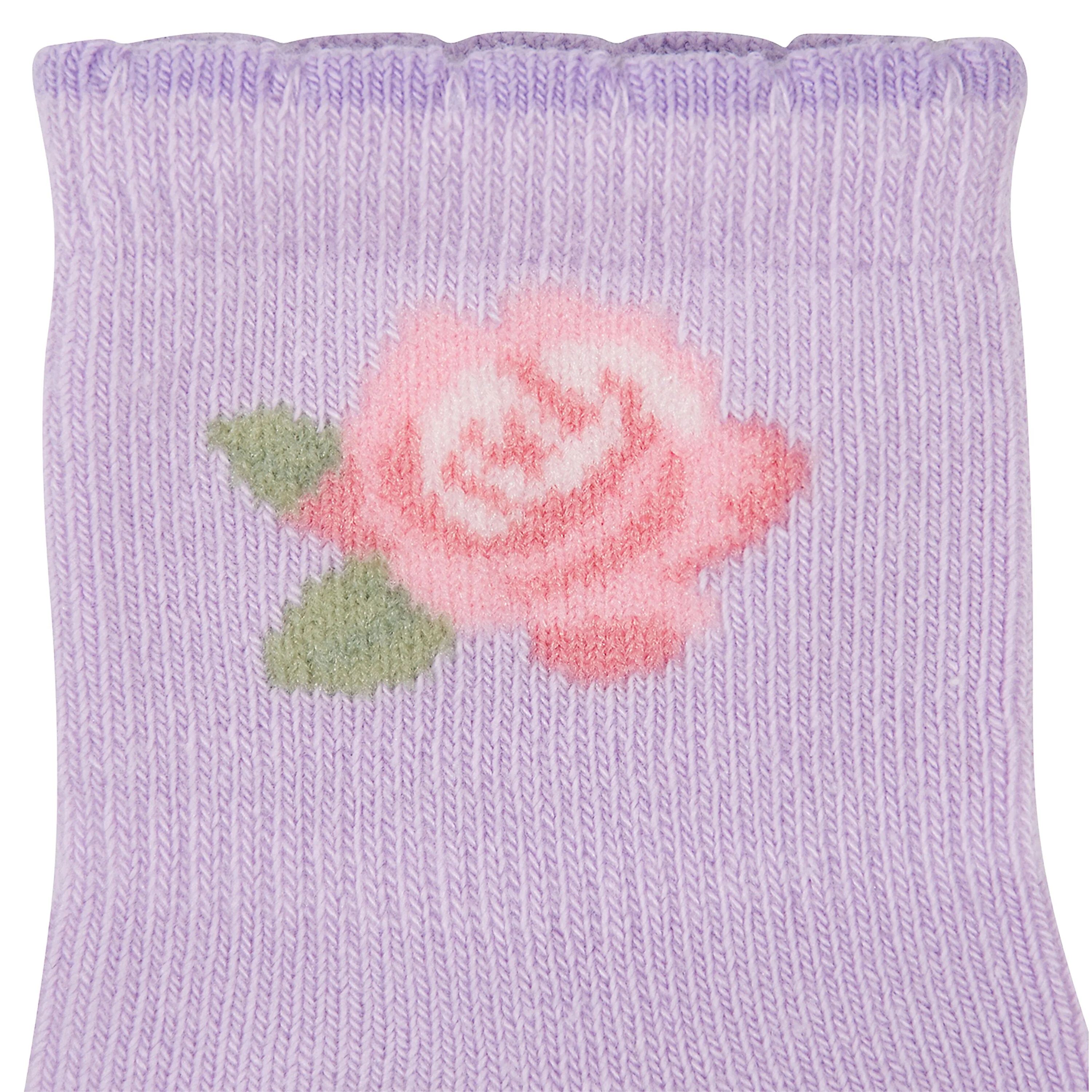 2-Pack Baby Girls Roses Organic Wiggle Proof® Socks