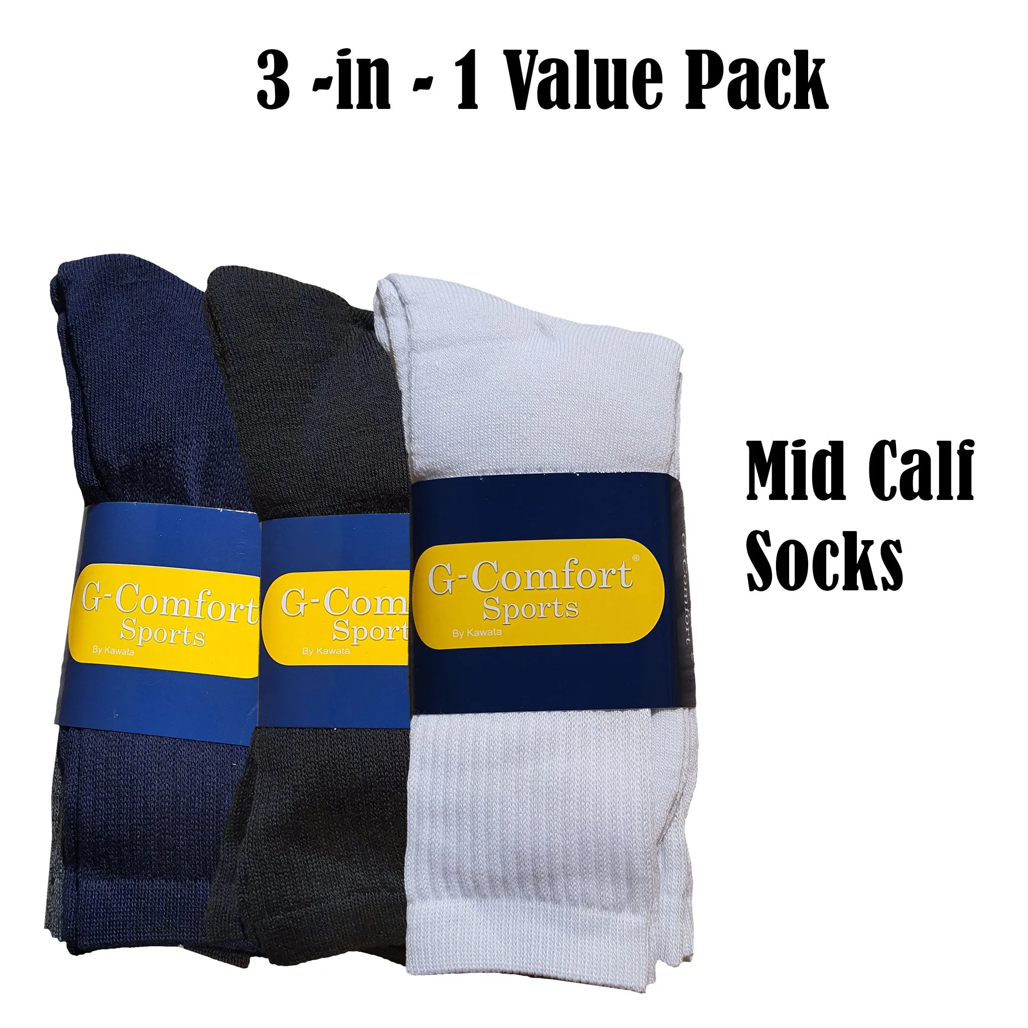 3-in-1 Mid Calf Socks ( Value Pack )