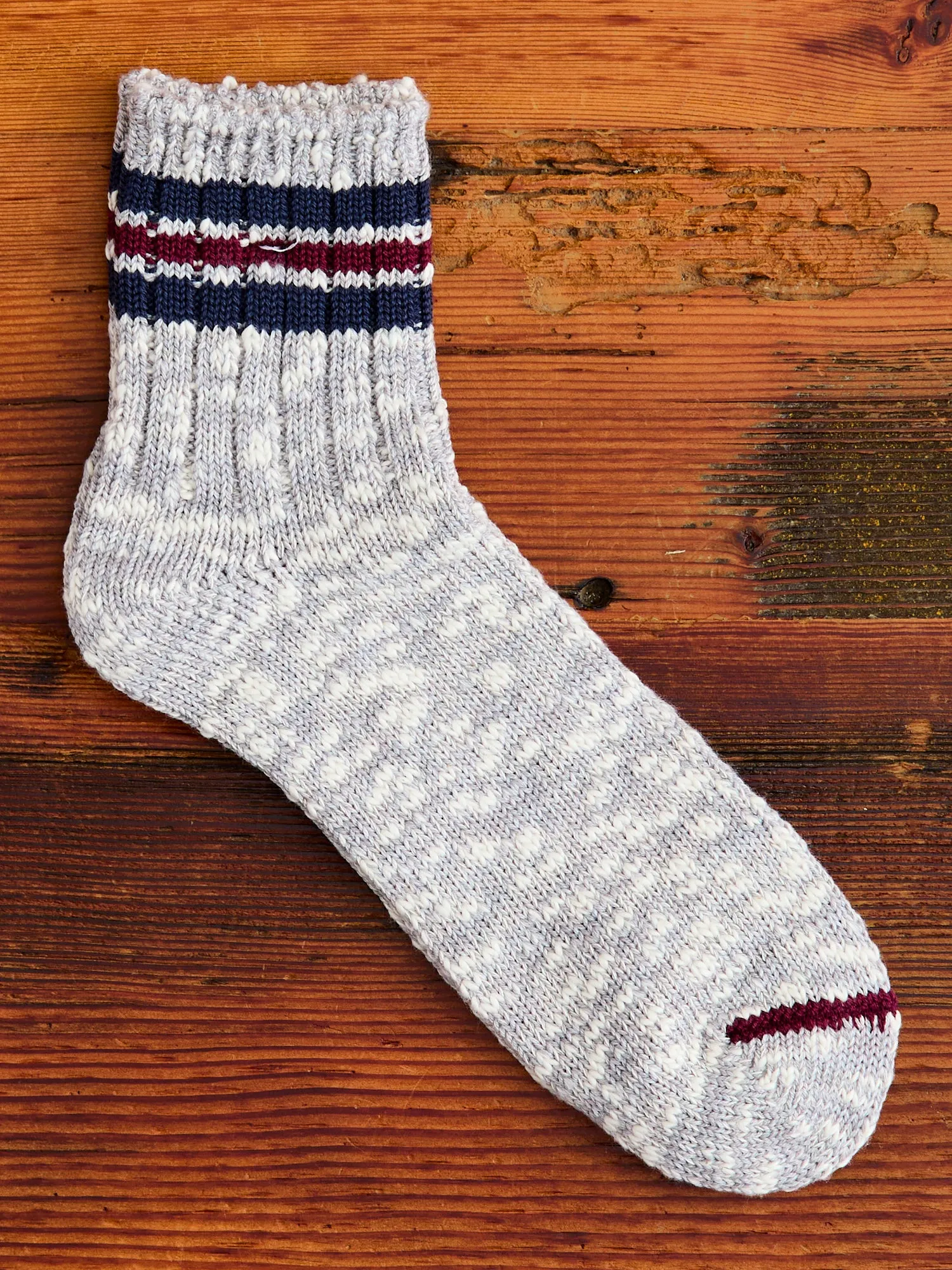 3 Line Quarter Length Sock in Melange Grey