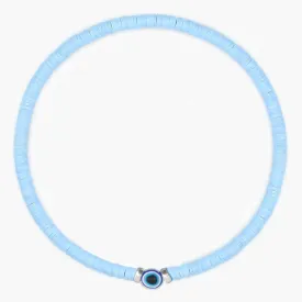 3mm Disc Beads Evil Eye Bracelet (Light Blue)