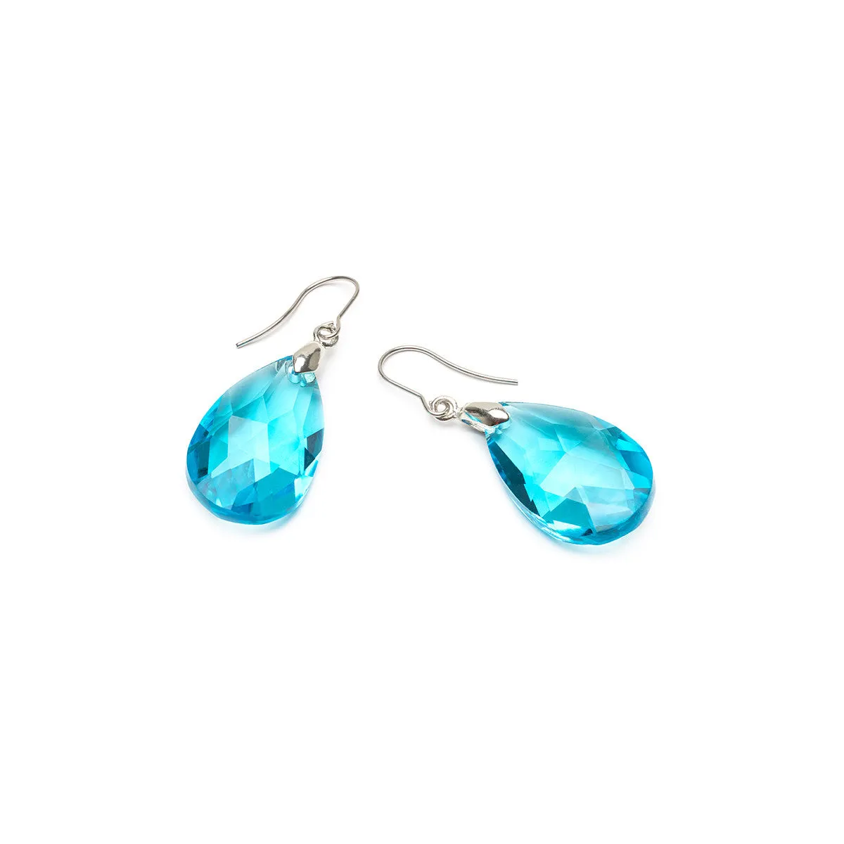 Aqua Teardrop French Hook Earrings