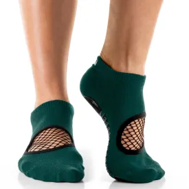 Arebesk Fishnet Grip Socks - Forest Green (Barre / Pilates)