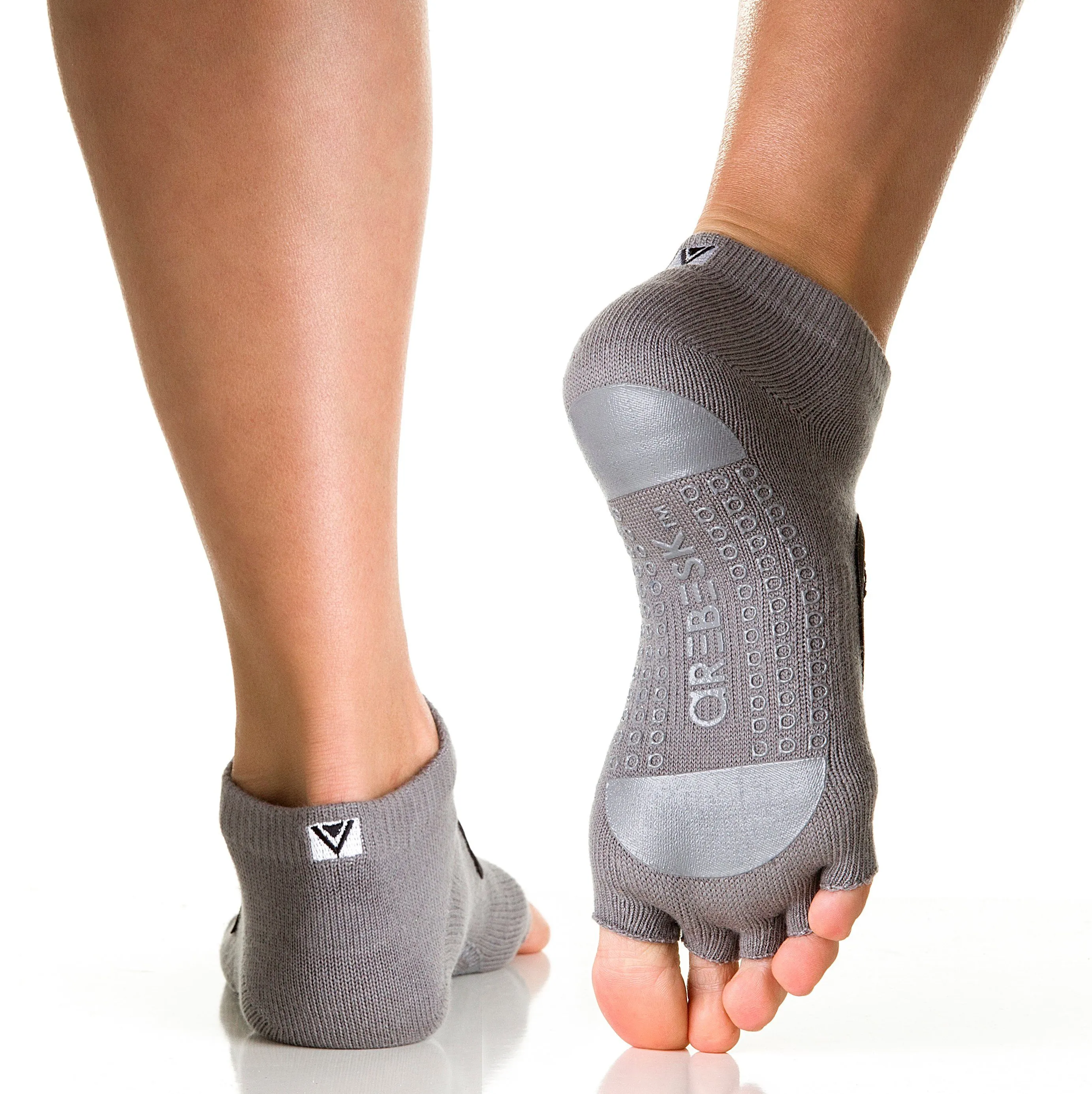 Arebesk Fishnet Open Toe Grip Socks - Gray (Barre / Pilates)