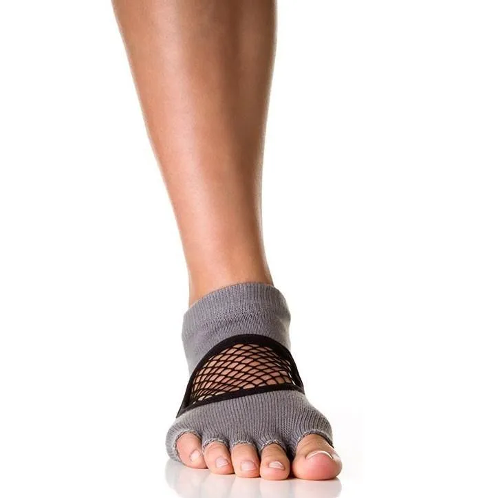 Arebesk Fishnet Open Toe Grip Socks - Gray (Barre / Pilates)