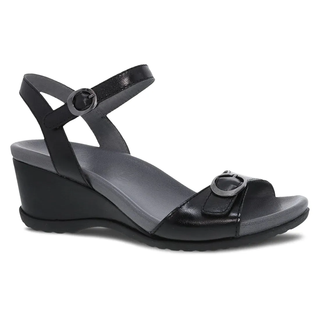 Arielle Adjustable Wedge Sandal in Black