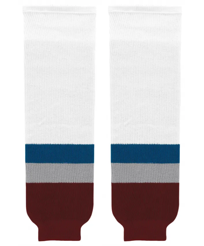 Athletic Knit (AK) HS630-805 2011 Colorado Avalanche White Knit Ice Hockey Socks