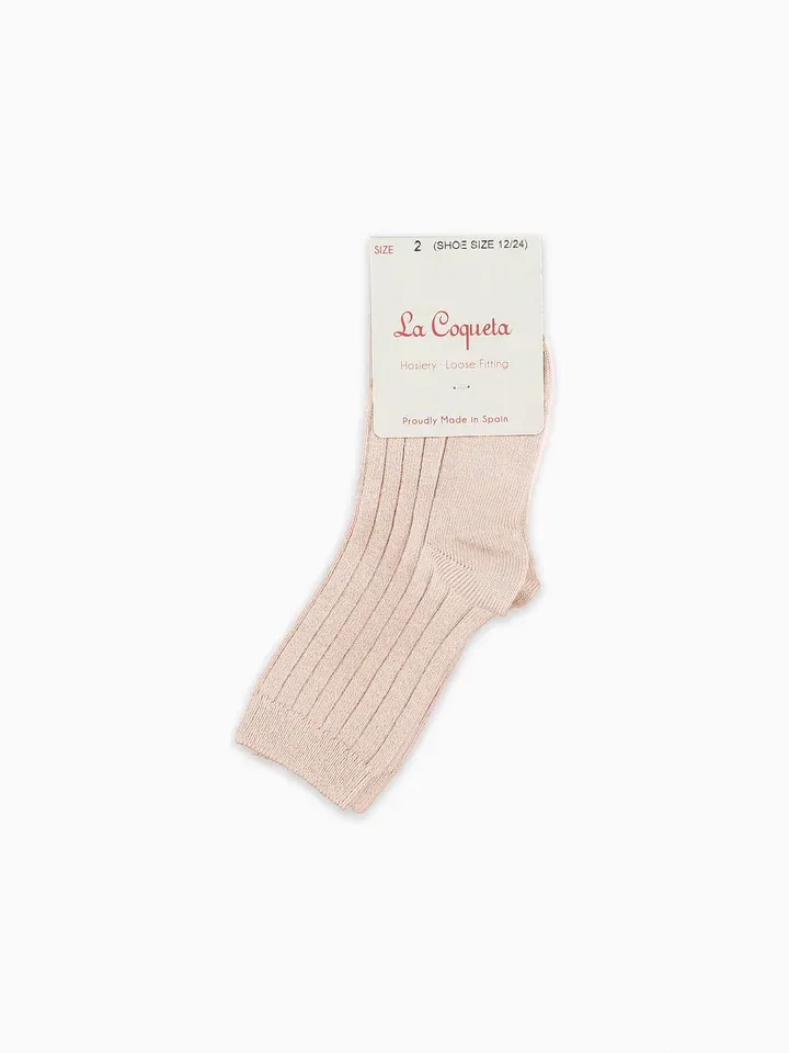 baby pale pink ribbed short socks