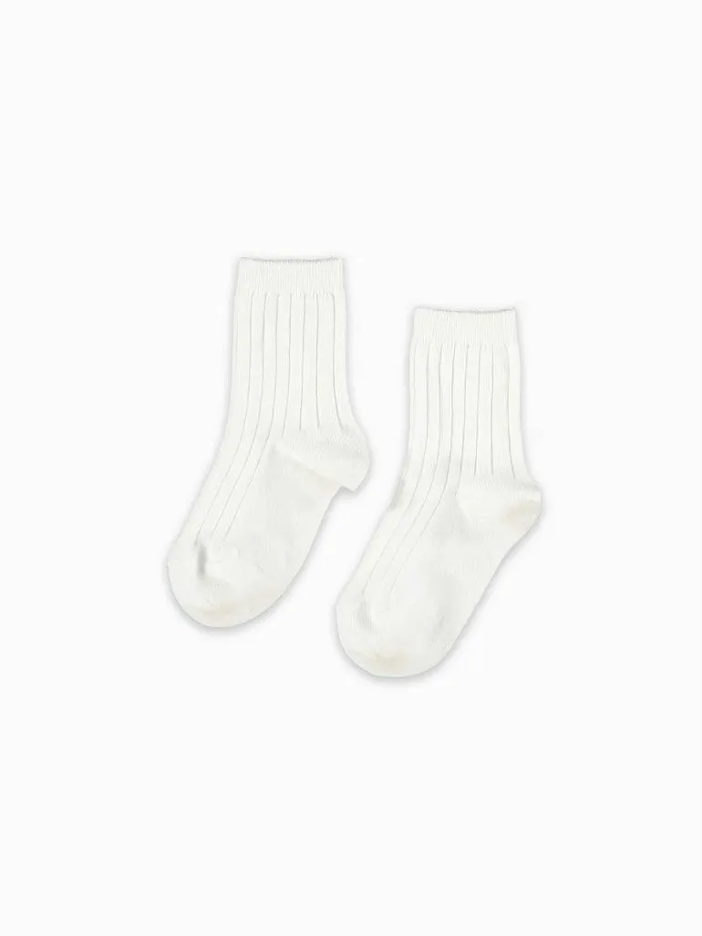 baby white ribbed short socks