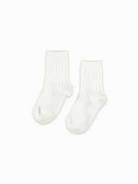 baby white ribbed short socks