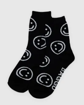 Baggu Crew Socks - Black Happy