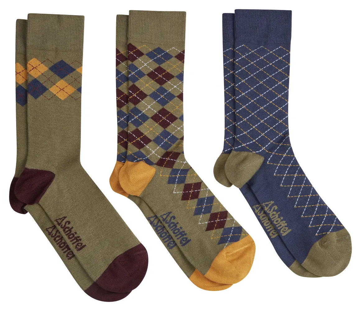 Bamboo Sock (Box Of 3) - Mustard Argyle