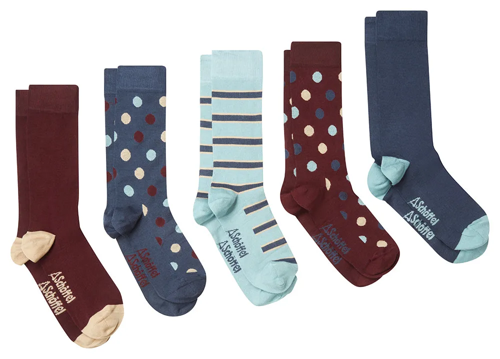 Bamboo Sock (Box of 5) - Pale Blue Mix