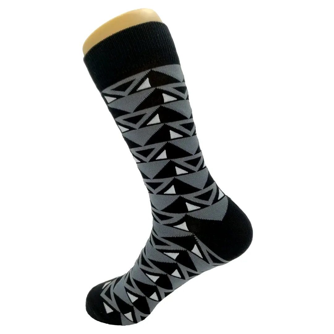 Black and Gray Triangle Socks from the Sock Panda (Adult Large - Men's Shoe Sizes 8-12)