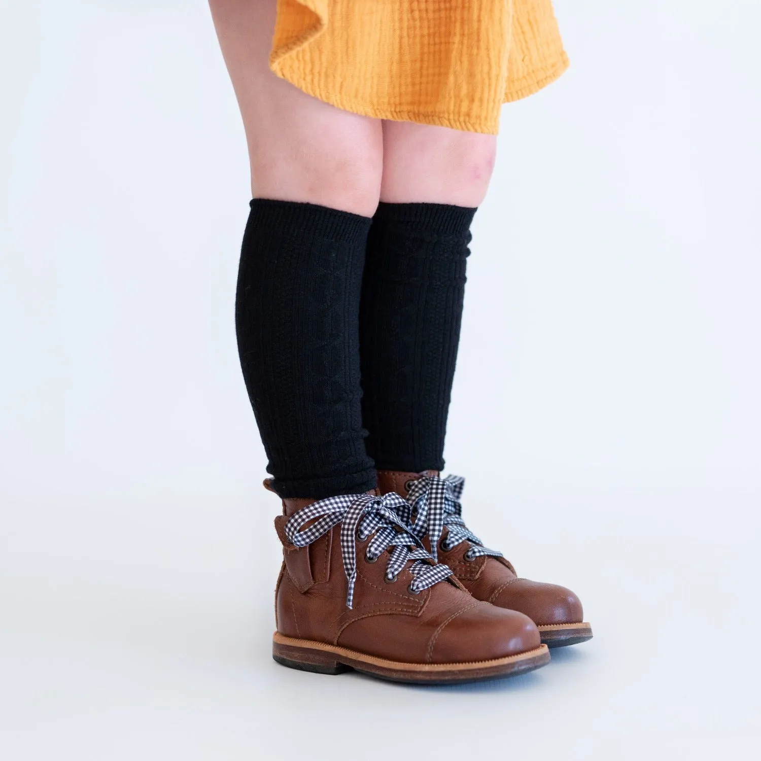 Black Cable Knit Knee High Socks