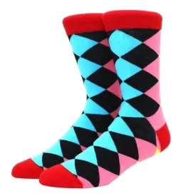 Bright Argyle Patterned Socks from the Sock Panda (Adult Large - Men's Shoe Sizes 8-12)