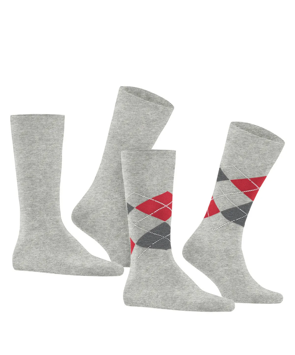 Burlington Everyday 2 Pk Argyle Mix Socks Lt Heather