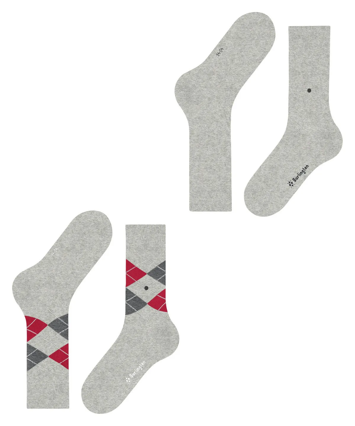 Burlington Everyday 2 Pk Argyle Mix Socks Lt Heather