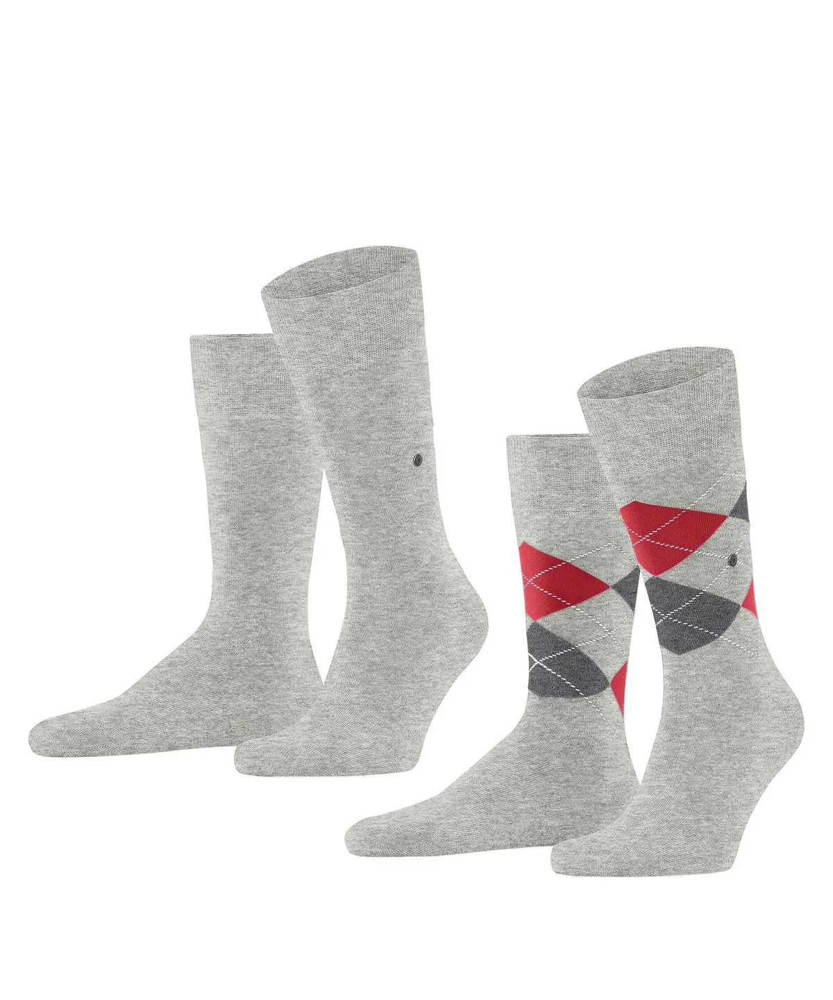 Burlington Everyday 2 Pk Argyle Mix Socks Lt Heather