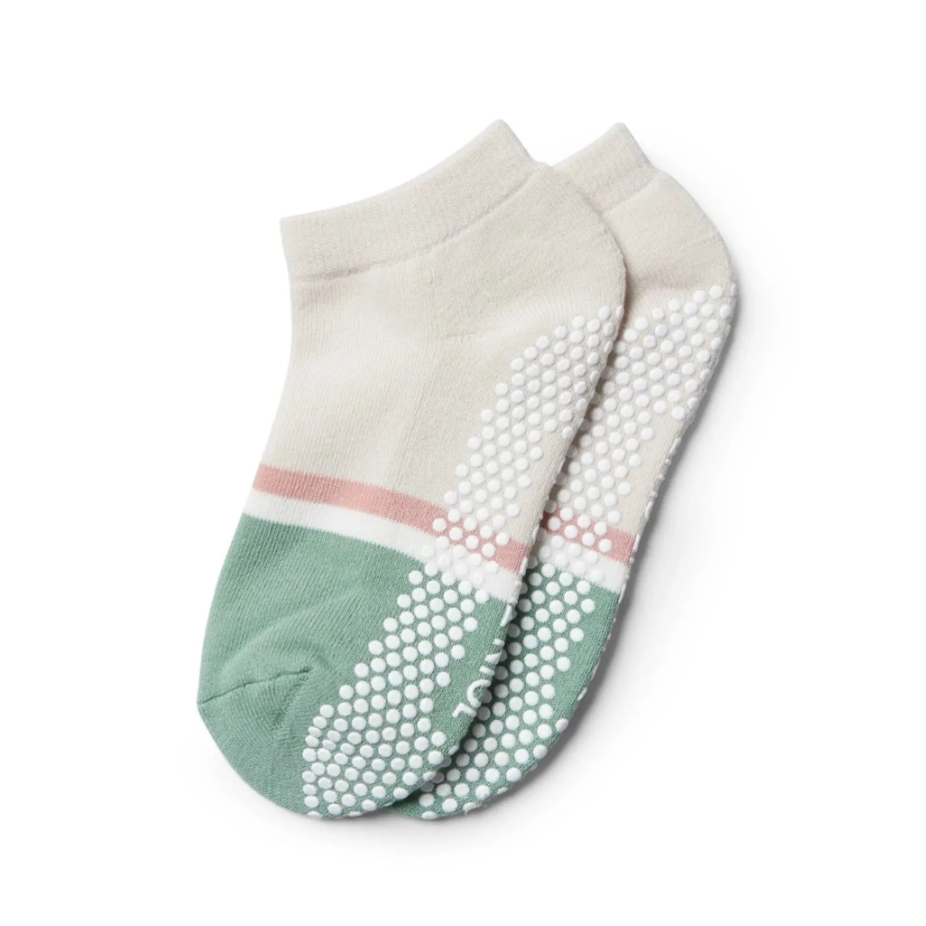 Classic Ankle Grip Socks - Sage Stripe (Barre / Pilates)