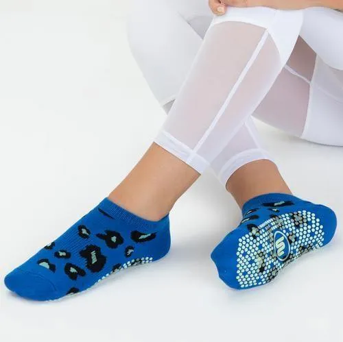 Classic Low Rise Grip Socks - Cheetah Blue (Barre / Pilates)