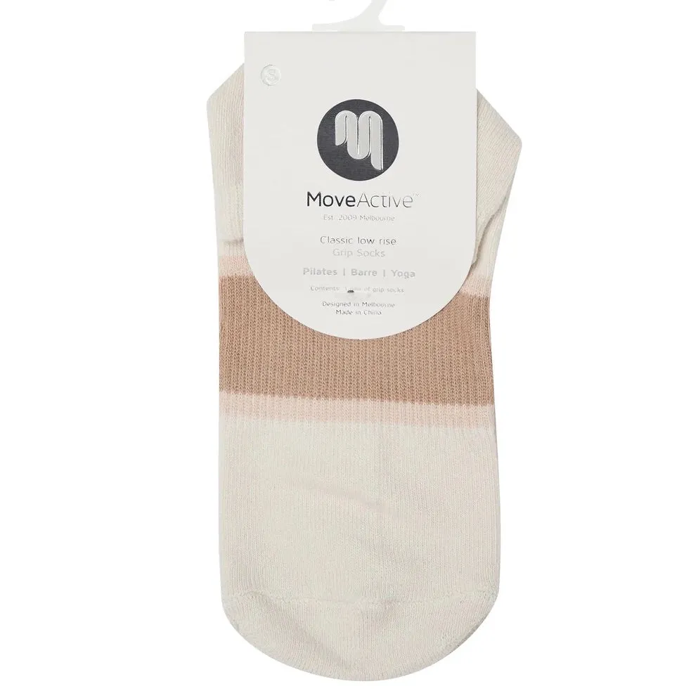 Classic Low Rise Grip Socks - Cocoa Stripes (Barre / Pilates)