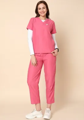 Classic Women's V-neck (Hot Pink) Scrub - Bundle Set