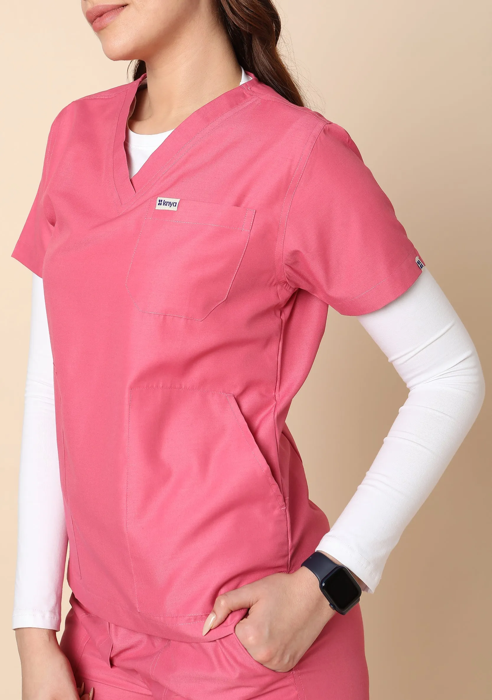 Classic Women's V-neck (Hot Pink) Scrub - Bundle Set