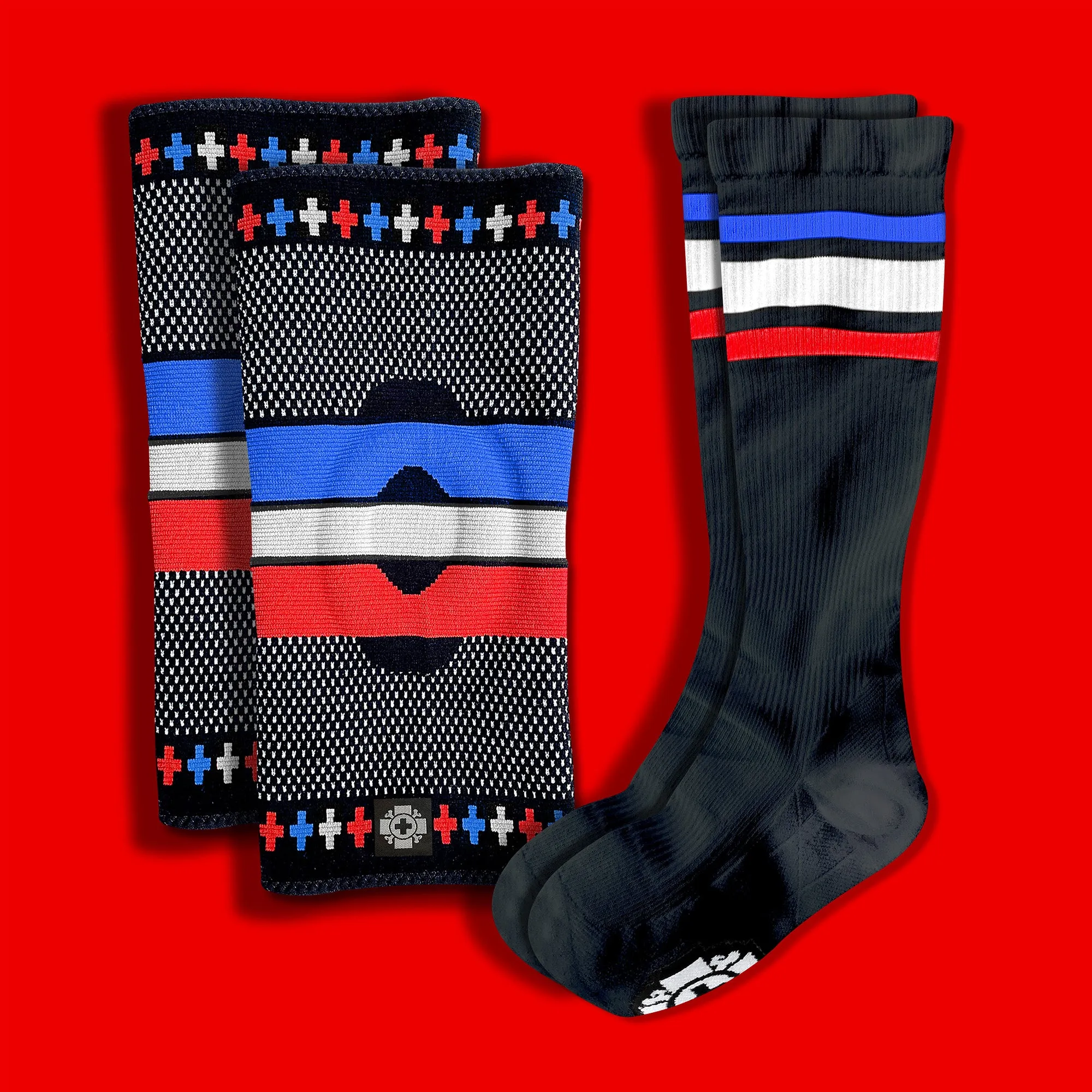 Combo Pack: RED WHITE BLUE Knees   Compression Socks