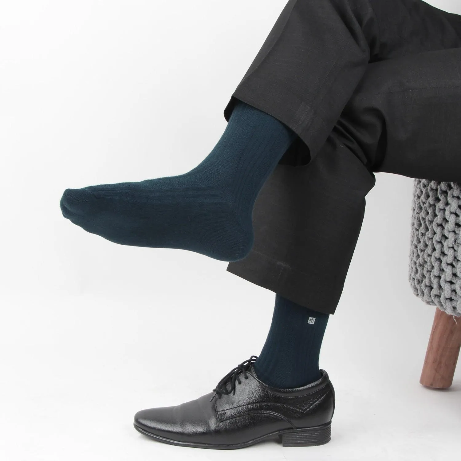 Cosmic Ribbed Formal Socks - Navy