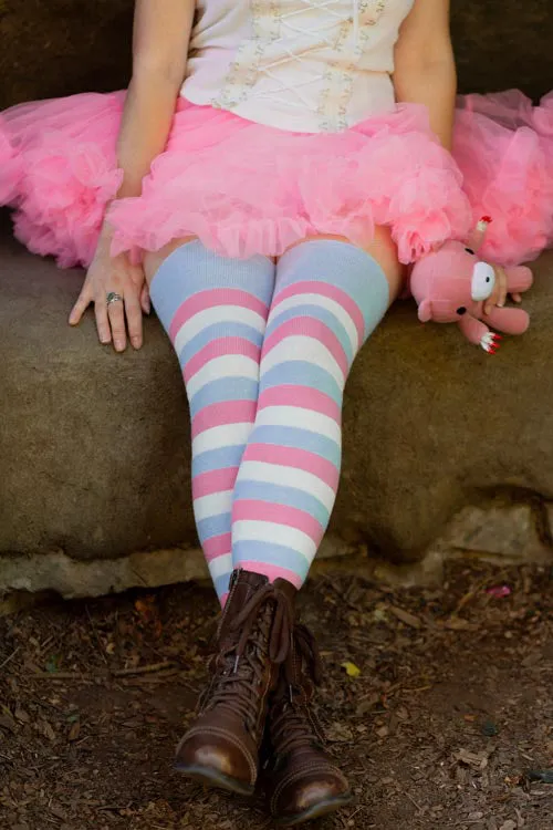 Cotton Candy Stripes Extraordinary Thigh High