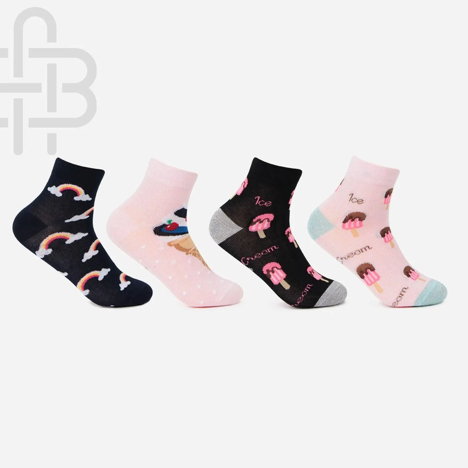 Designer Socks For Girls- Pack Of 4