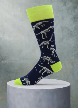 Dinosaur Skulls Sock in Navy