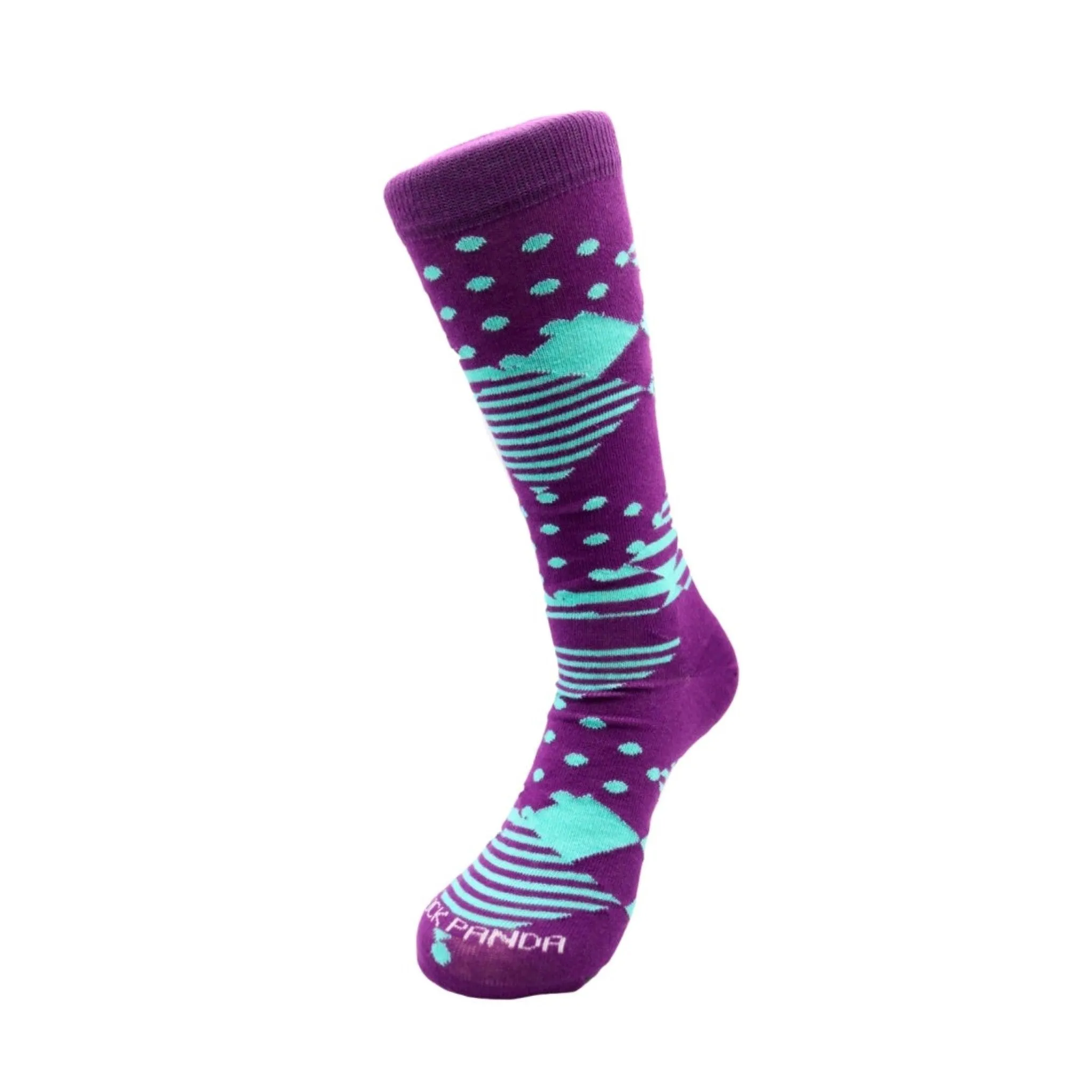 Exciting Purple and Baby Blue Patterned Socks from the Sock Panda