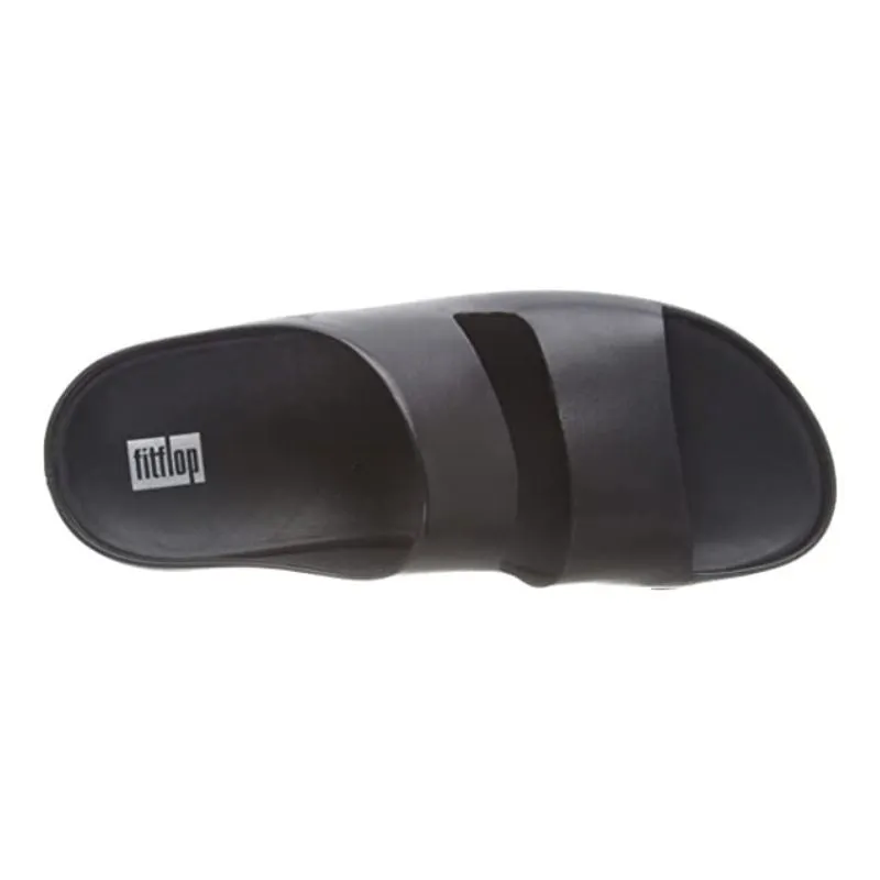 Fitflop Shuv Two-Bar Black Leather Women's Slides