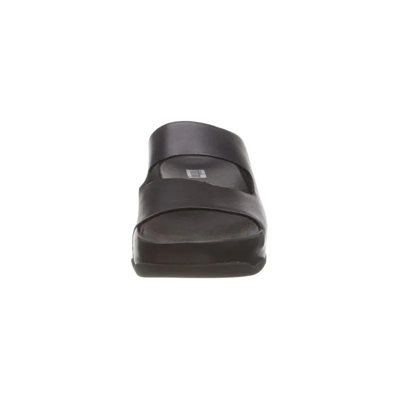 Fitflop Shuv Two-Bar Black Leather Women's Slides