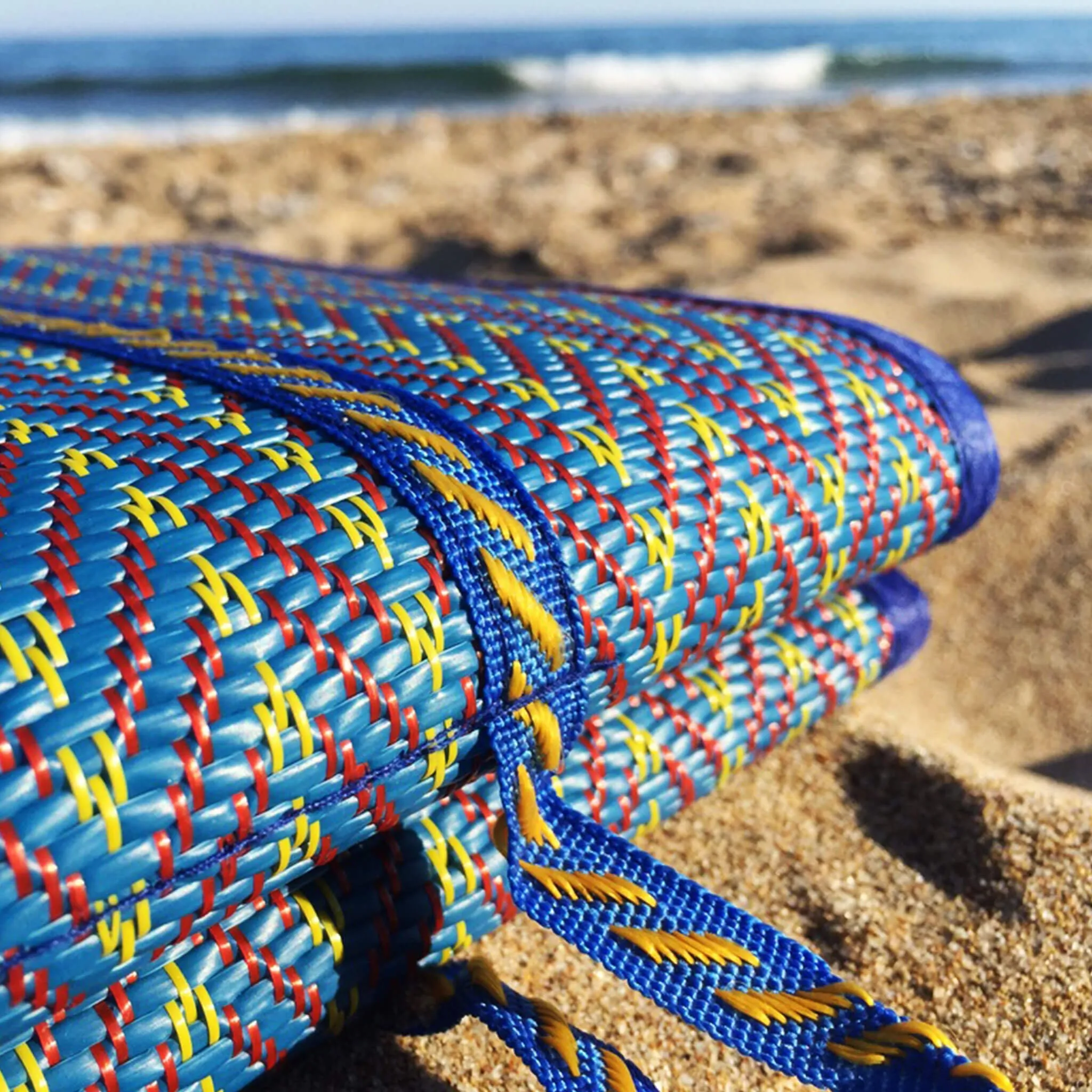 Fold Up Beach Mat Blue