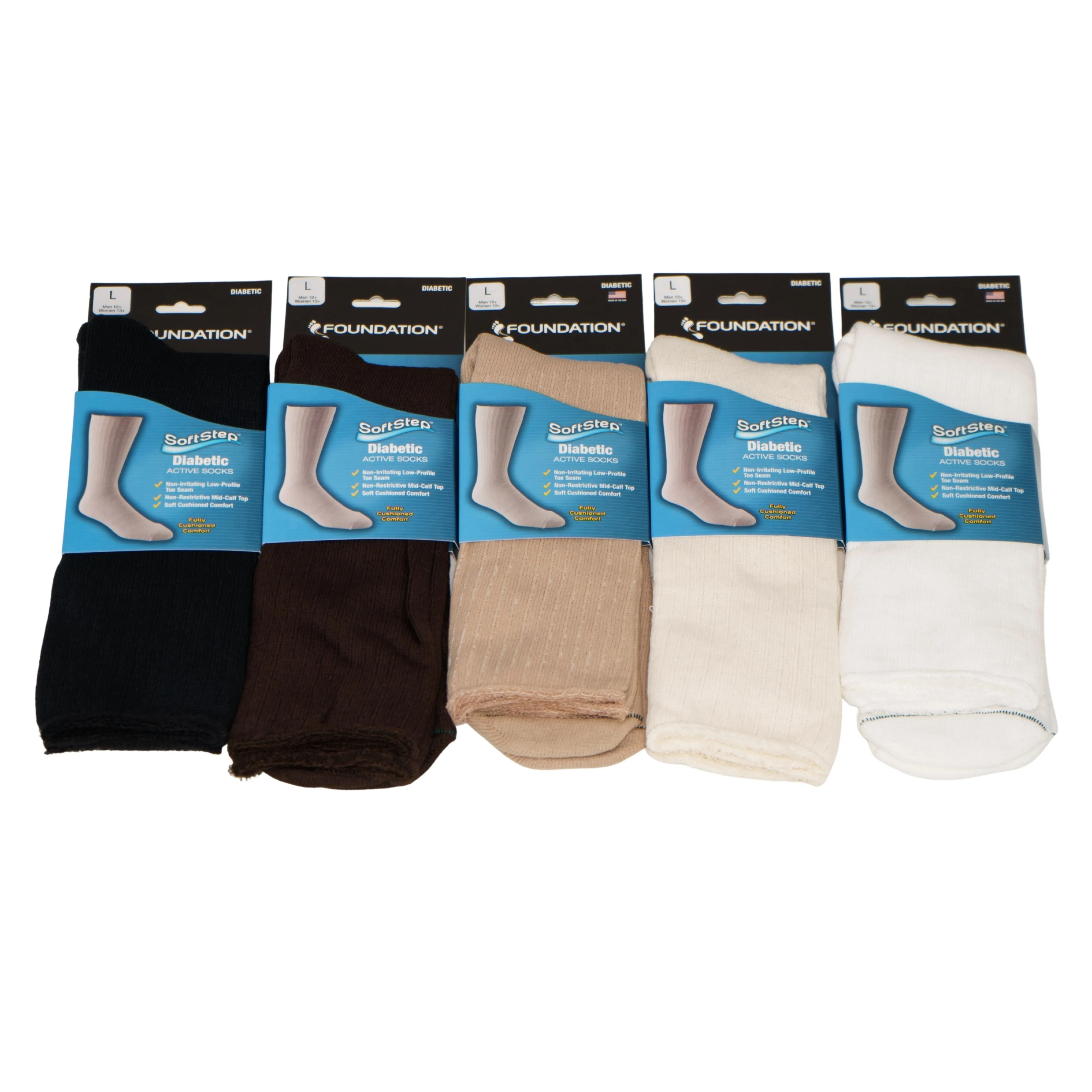 FOUNDATION® SOFTSTEP® DIABETIC ACTIVE CREW SOCKS - NATURAL