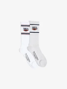 Full Ride  2 Pack Sock - White - Quiet Grey