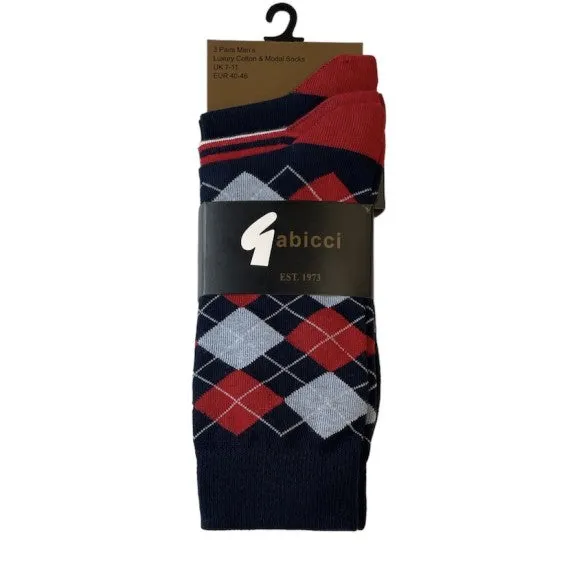 Gabicci Vintage Men's AGABS68 3 Pack of Socks Navy Blue