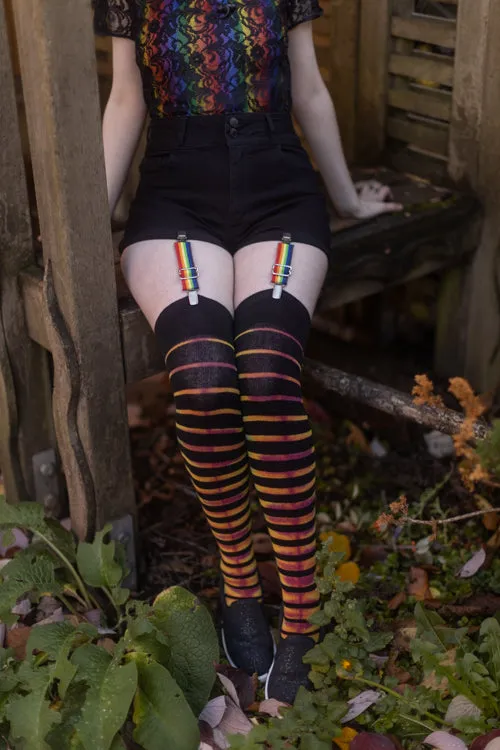 Gradient Stripes Tie Dyed Extraordinary Thigh High