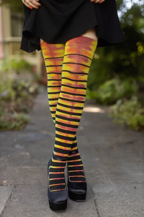 Gradient Stripes Tie Dyed Extraordinary Thigh High