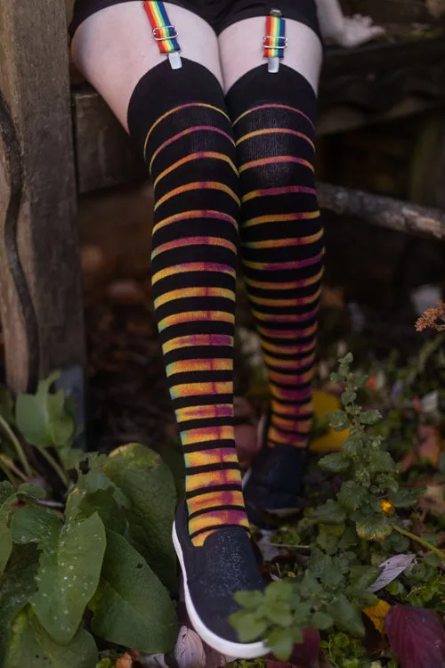 Gradient Stripes Tie Dyed Extraordinary Thigh High