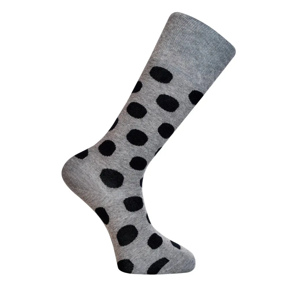 Gray Polka Dots Men’s Dress Socks