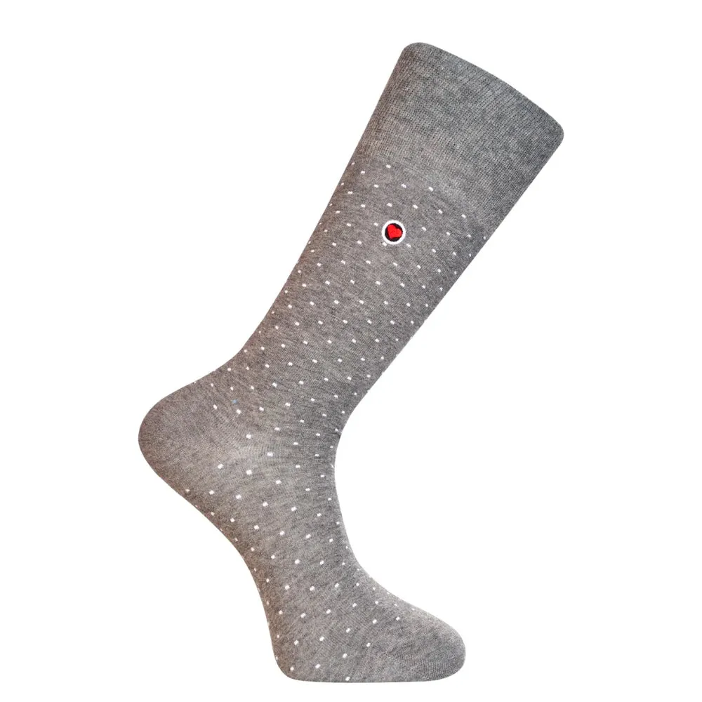 Gray Polka Dots Men’s Dress Socks