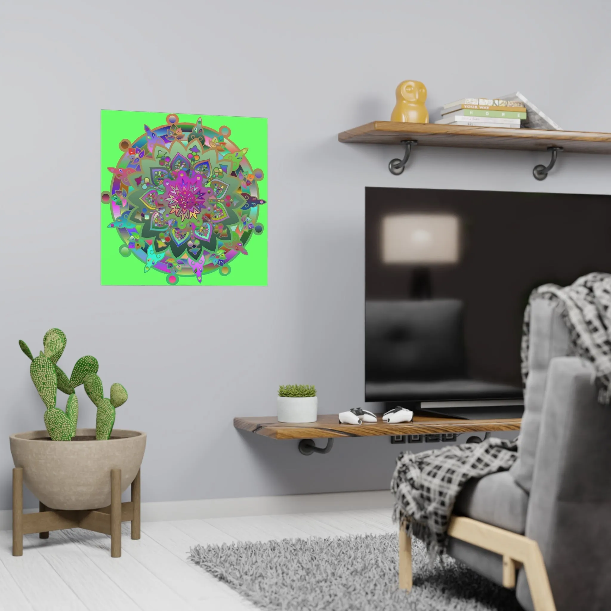 Hand-Drawn Mandala Art Poster - Light Green