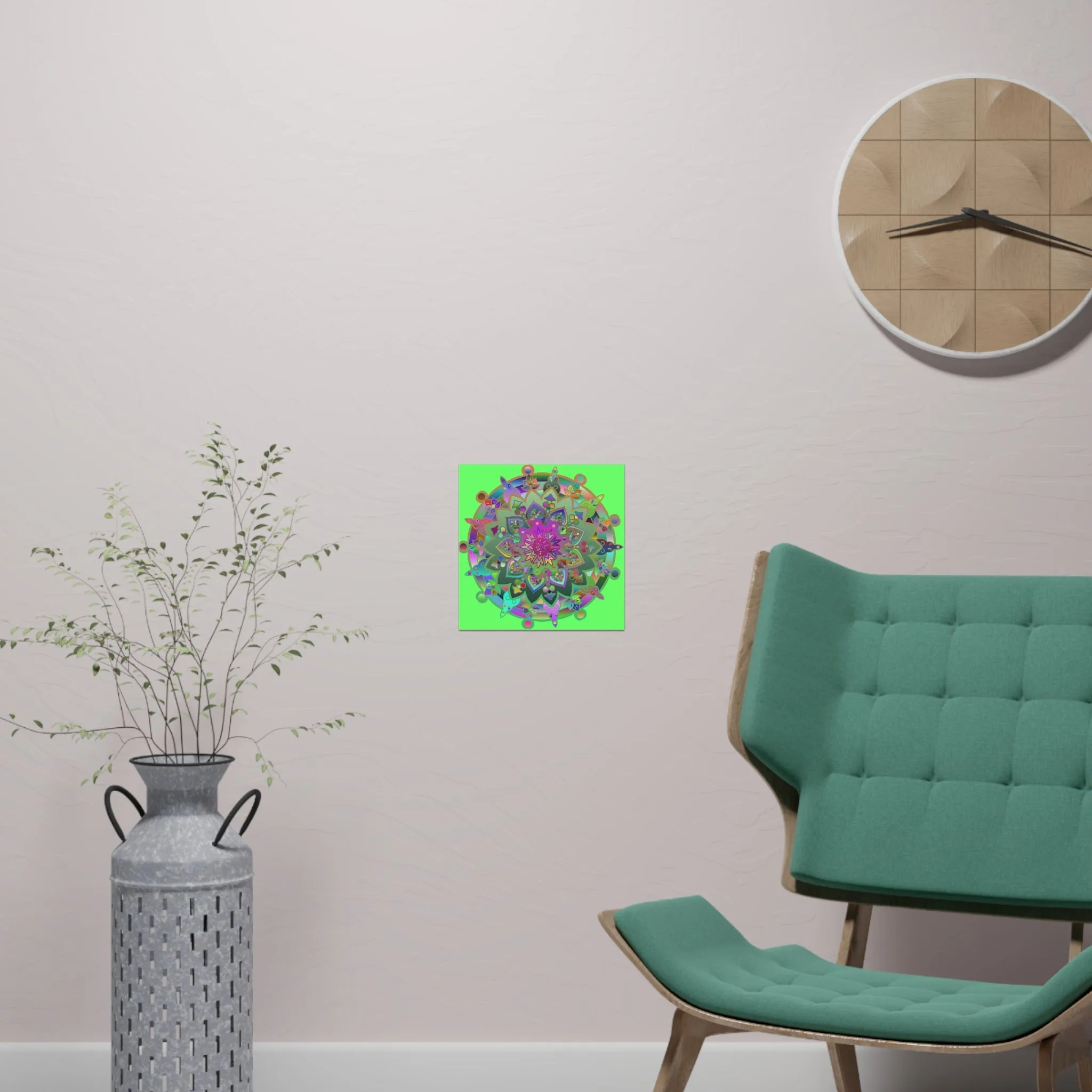 Hand-Drawn Mandala Art Poster - Light Green